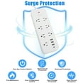 thumbnail image 2 of Power Strip Surge Protector (1875W), 14 Outlets w/ 3 USB A & 1 USB C Port, 9.8ft Long Flat Plug Extension Cord w/ Overload Protection, Wall Mount, Desktop Charging Station for Home Office Dorm, White, 2 of 9