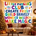 thumbnail image 2 of Little Makers Club in Rainbow Letters, Energetic Illustration for Kids, Creative Activity Wall Art, Back to School Gift, Tapestry Wall Hanging for Playroom, Classroom and Bedroom, 2 of 4