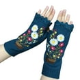 thumbnail image 2 of Womens Handmade Knitted Autumn Winter Gloves Retro Crochet Gloves, 2 of 5