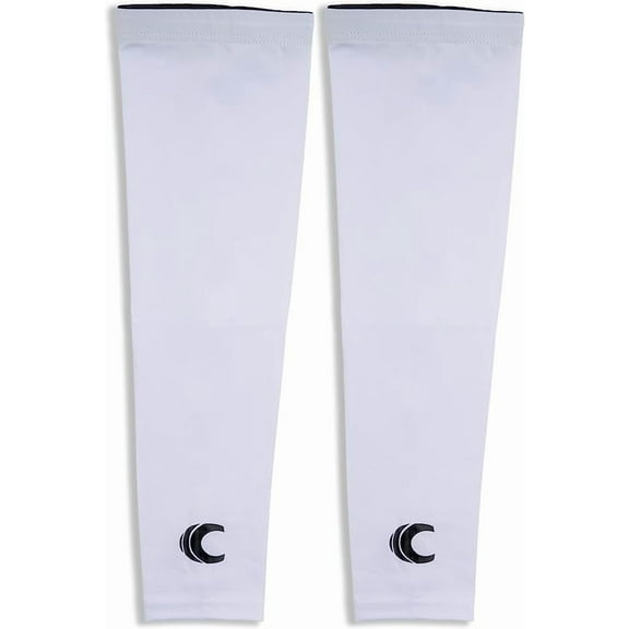 Cannon Sports Cooling Arm Sleeves for Men and Women, Breathable, Moisture-Wicking Sun Protection Clothing (Pair) (White, Large)