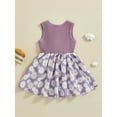 thumbnail image 4 of Suealasg Toddler Baby Girls Summer Dress 6M 1T 2T 3T 4T Sleeveless Round Neck Daisy Print A-line Dress Kids Birthday Princess Dress, 4 of 7