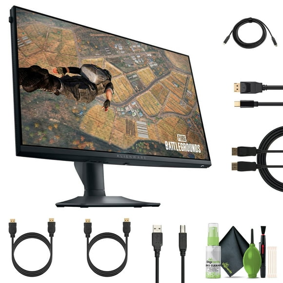 Alienware - AW2523HF 24.5" IPS LED FHD (1920x1080) - 360Hz Display - AMD FreeSync - VESA - Gaming Monitor (USB, HDMI) - Dark side of the Moon (AW2523HF) + USB Printer Cable + 2 x HDMI Cable + More