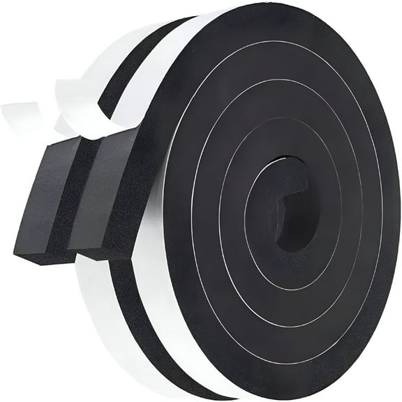 ICERUN Adhesive Foam Weather Stripping,1 Inch Wide X 1 Inch Thick Total 13 Feet Long,Air Conditioner Window Seal (6.5ft x 2 Roll)