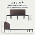 thumbnail image 2 of Mellow BREE Metal Platform Bed Frame with Curved Upholstered Backboard, King, Espresso, 2 of 8