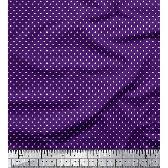 Soimoi Polyester Crepe Fabric Dots Dots Print Fabric by Yard 42 Inch Wide