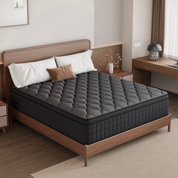 gunugu 12 inch Queen Hybrid Mattress in a Box, Cooling Gel Memory Foam Mattress with Individually Wrapped Pocket Coils, Medium Firm