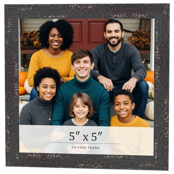 5x5 In Frame Black Solid Wood Picture Frame Width 1.125 Inches | Interior Frame Depth 0.5 Inches |