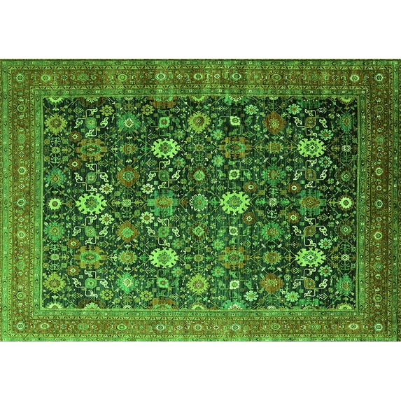 Ahgly Company Indoor Rectangle Oriental Green Industrial Area Rugs, 3' x 5'