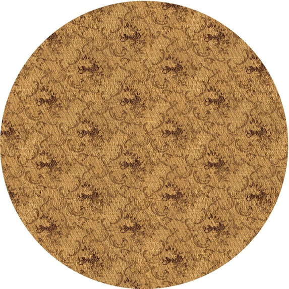 Ahgly Company Indoor Round Patterned Mahogany Brown Area Rugs, 4' Round