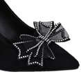 thumbnail image 2 of Zapatos de tacón alto con punta estrecha para mujer, zapatos de tacón con lazo alto, elegantes, a la moda, color negro, 2 of 8