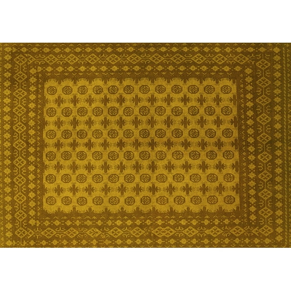 Ahgly Company Machine Washable Indoor Rectangle Persian Yellow Traditional Area Rugs, 2' x 5'