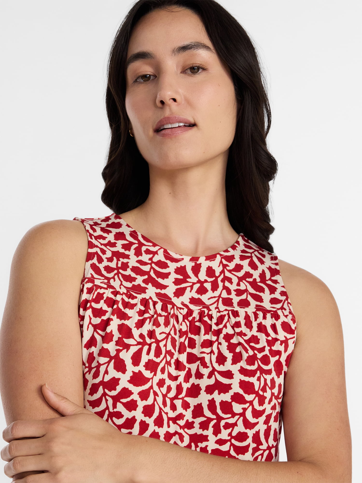 Time and Tru Women's and Women's Plus Sleeveless Tiered Mini Dress, Sizes XS-4X