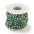 thumbnail image 2 of Ion Plating(IP) Brass Chains Cable Chains with Enamel Real 18K Gold Plated Soldered with Spool Flat Oval Turquoise 8.5x4x2mm 32.81 Feet(10m)/Roll, 2 of 3