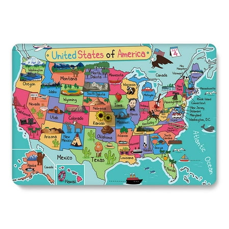 MacBook Pro 16 Inch Case, for MacBook Pro 16 2020 A2141, GMYLE Cute Snap on Plastic Hard Shell Case Cover (Cartoon US Map)