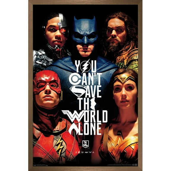 DC Comics Movie - Justice League - Save The World Wall Poster, 22.375" x 34", Framed