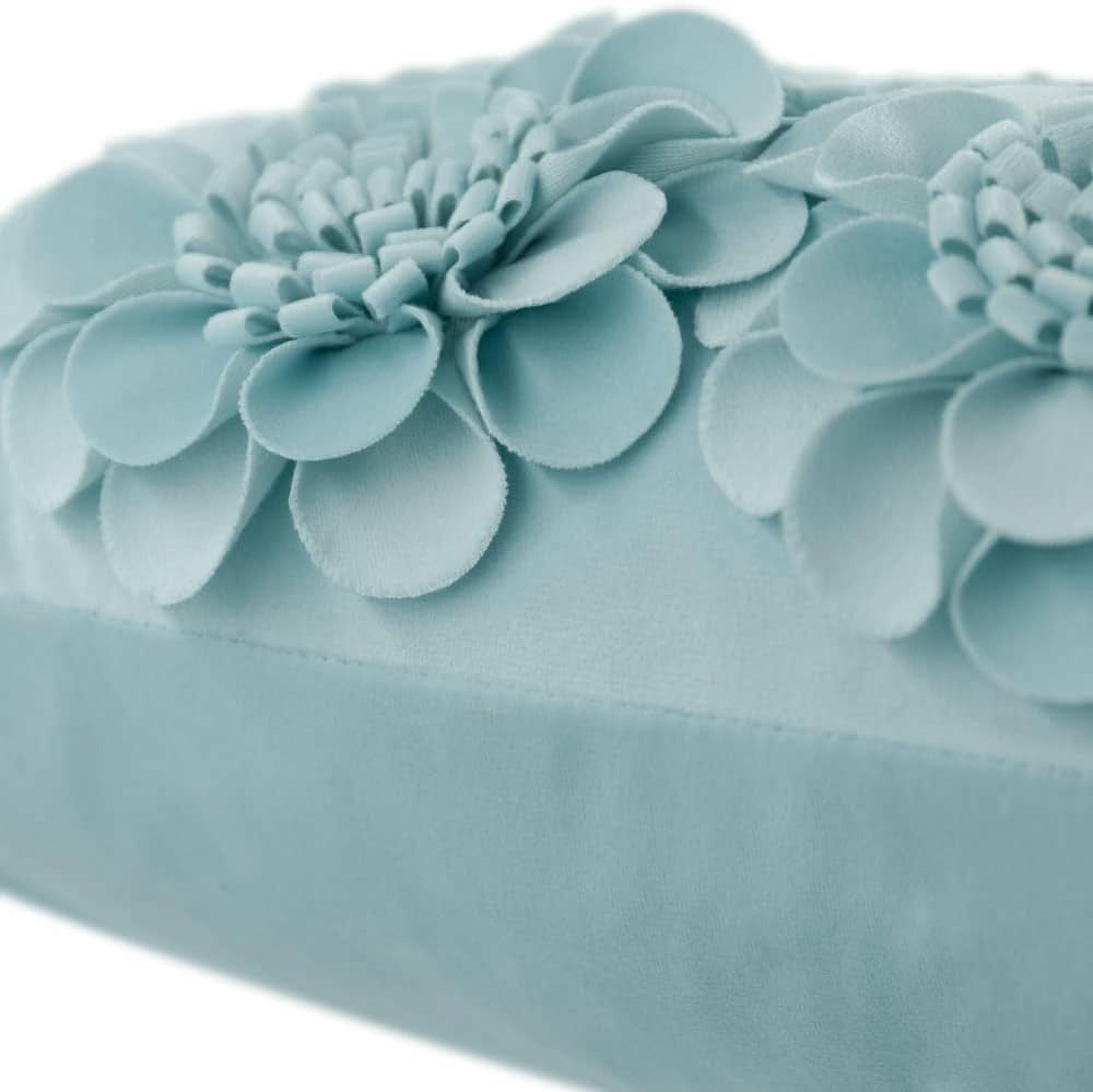 JWH Handmade 3D Flower Throw Pillow Covers Aesthetic Decorative Floral Accent Pillow Cases 18"x18"Light Blue for Sofa Couch Bedroom Decor