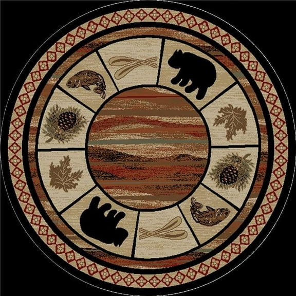 Mayberry Rug HS7463 5RD 5 ft. 3 in. x 5 ft. 3 in. Round Hearthside Vogel Area Rug, Multi Color