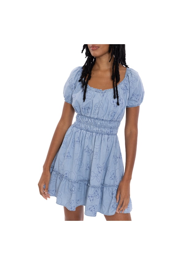Minnie Mouse Denim Smocked V-neck Dress Adult