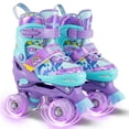 thumbnail image 1 of Babyjoy 4 Sizes Adjustable Quad Skates with Light-up Wheels&Safety Protection for Beginners 10C-13C, 1 of 9