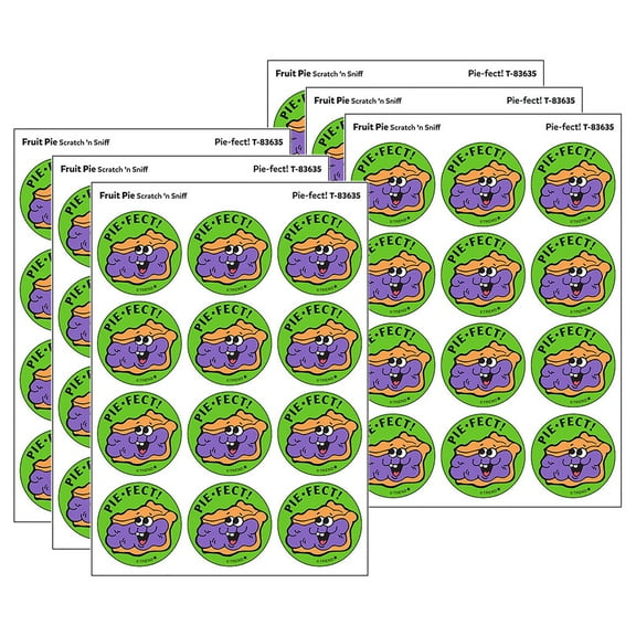 TREND Pie-fect!/Fruit Pie Scent Retro Scratch 'n Sniff Stinky Stickers, 24 Per Pack, 6 Packs