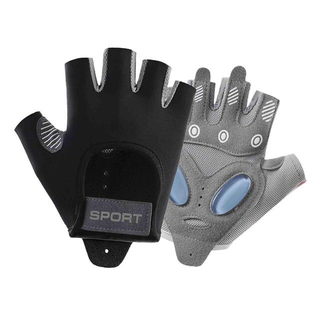 Guantes de ciclismo, guantes de medio , guantes de ciclismo acolchados, guantes deportivos para ciclismo, culturismo, levantamiento de pesas, Negro