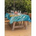 thumbnail image 3 of Outdoor Tablecloth with Umbrella Hole for Patio/Picnic/Party/Camping, Summer Puppy Waterproof Table Cloth Rectangle Table Cover Washable, Blue Ocean Oil Painting Swimming Ring (52"x 70"), 3 of 8