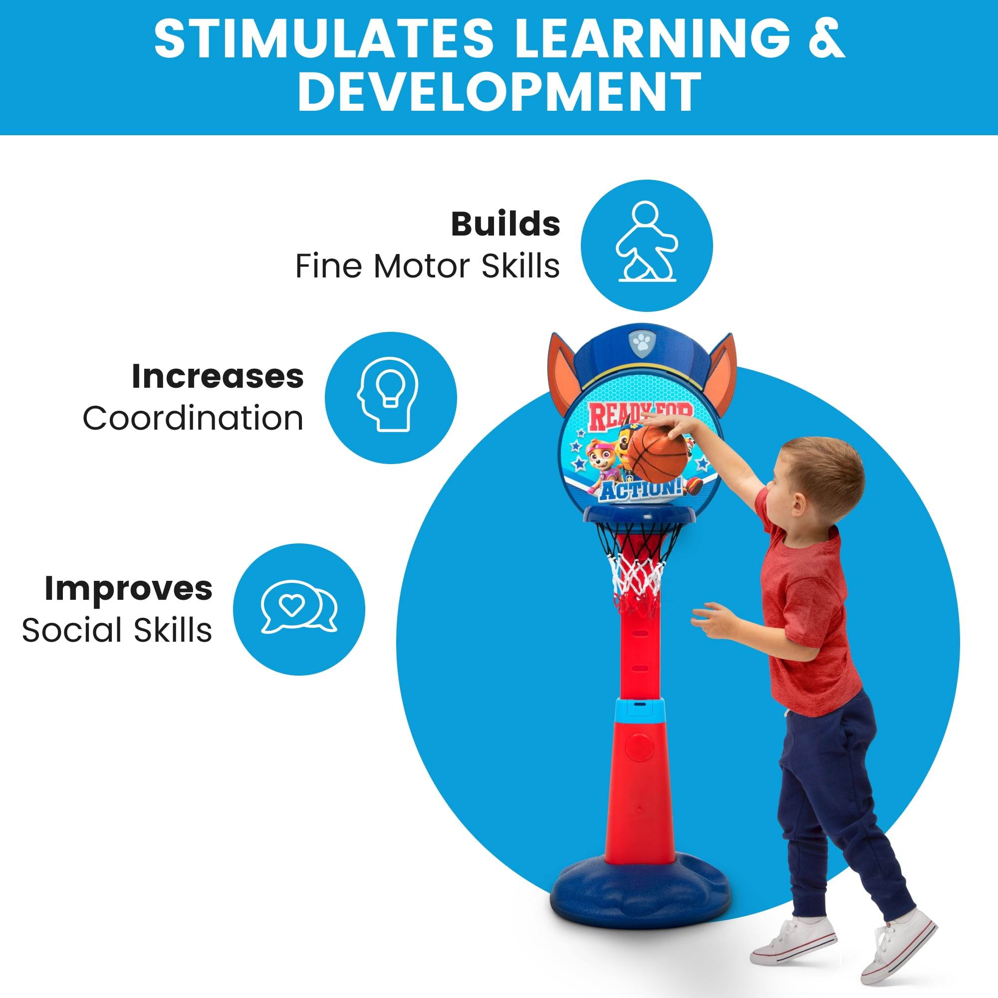 PAW Patrol Plastic Basketball Set by Delta Children – Includes Basketball Hoop, 1 Basketball and Ball Pump