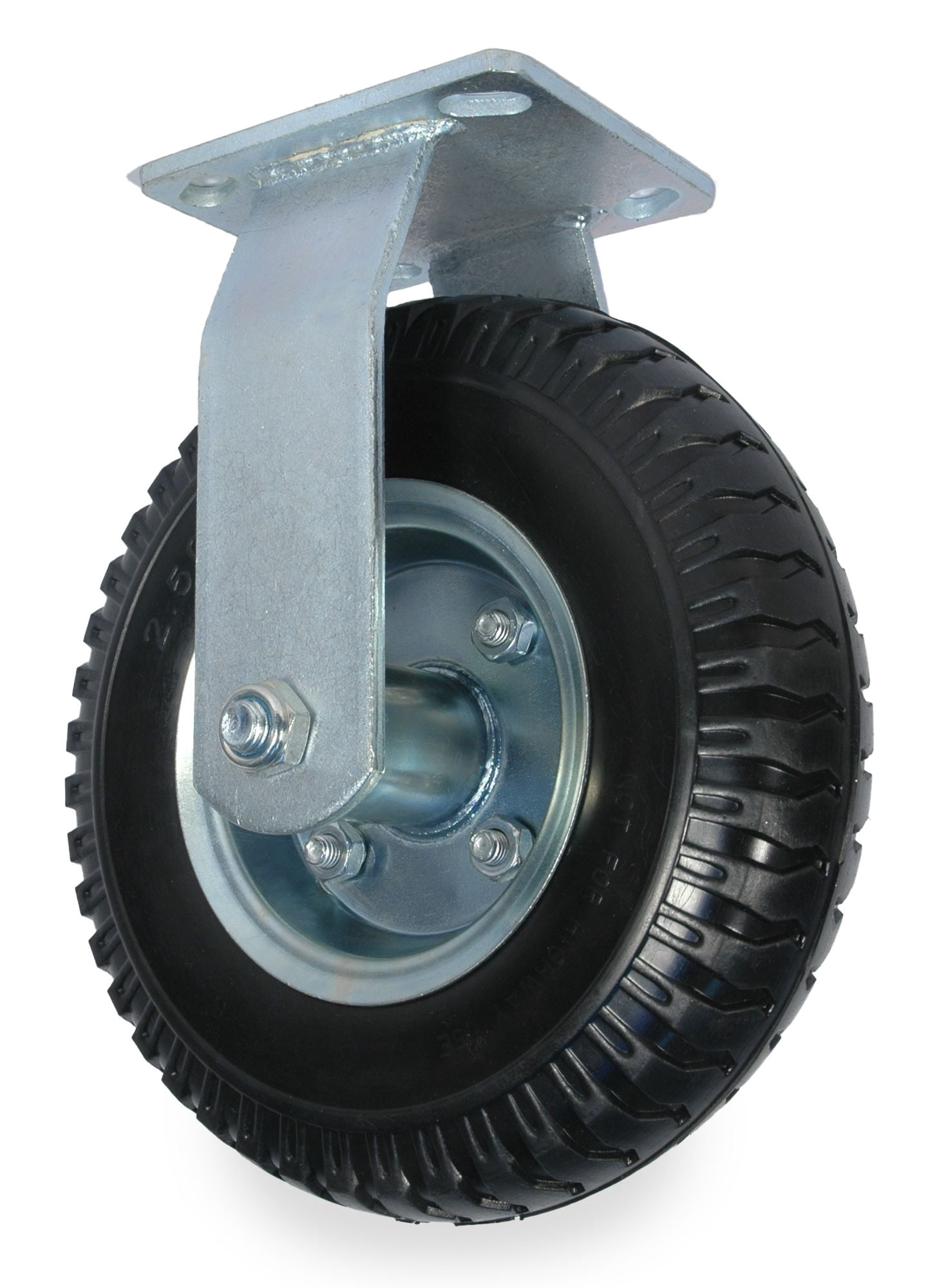 Caster - Flat Free Tire with Wheel Brakes (Pack of 4)  2 Swivel  2 Rigid  Industrial Grade - (8 Inch)