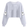 thumbnail image 3 of Womens Fall Crewneck Sweatshirts Ghost Halloween Outfits Loose Long Sleeve Gradient Sweat Shirts Casual Lounge Wear Pink, S, 3 of 3