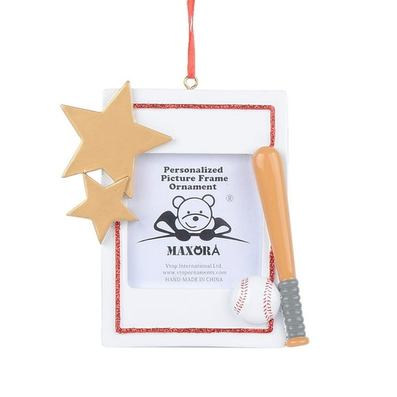 Maxora Personalized Ornaments Customize Christmas Ornament Sport Photo Frame-Baseball Free Customize