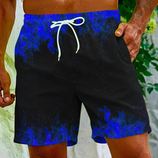 Fankiway Short de Plage Décontracté à Imprimé Flamme pour Hommes, Short Cargo, Short de Bain, Short de Sport