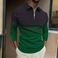 thumbnail image 2 of ZCFZJW Mens Knit Polo Shirts Casual Tie Dye Gradient Print Big and Tall Regular Fit Long Sleeve Quarter Zip Polo Sweater Classic Golf Shirts Green XXXXXXL, 2 of 4