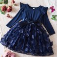 thumbnail image 2 of XEGLSBU Girls Dresses Size 8 Casual Toddler Children Girls Long Sleeve Bowknot Prints Dresses Dress Clothes Girls Dresses 4T-5T Pack Blue-1 Size 160, 2 of 4