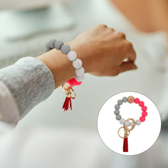 Masteelf  Circle Key Chain Keychain Bangle Wristlet Charm Ring Holder Miss Red