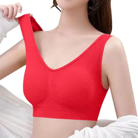 Hot Sale!BKQCNKM Sports Bras for Women Bras for Women No Underwire Cotton Bras for Women Beauty Back Underwear Wireless Bra Thin Sports Bra T-shirt Bra  Red L
