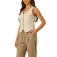 thumbnail image 5 of INSPIRE CHIC Women's Vest Sleeveless Button Down V Neck Summer Crop Waistcoat S Khaki, 5 of 7