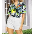 thumbnail image 5 of HAPPY BAY Hawaiian Shirts Womens Summer Beach Party Short Sleeve Tropical Vacation Blouse Shirt T-Shirt Blouses Dress Tee Shirts Tops for Women L Palm Tree Island, Grey, 5 of 5