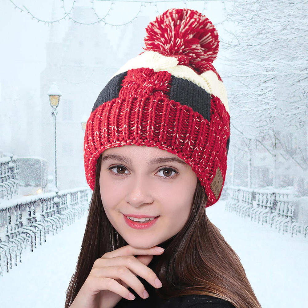 Wireless Beanie Hat Headphones | Music Winter | Knit Stereo Headphone Cap Women Soft Hat with Pompon | for Skiing