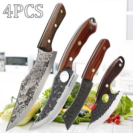 4PCS Stainless Steel Set of Unique Knives Kitchen Knives Utility Knife Multipurpose Knife Professional Fruit Knife Fish Knife Beef Knife Sharp Sashimi Knife Camping Knife Gifts