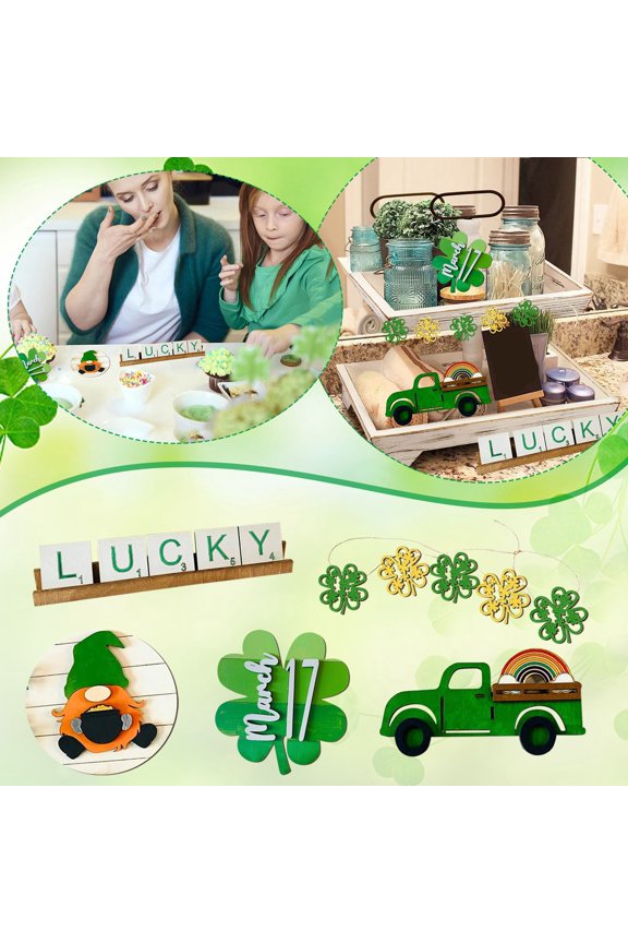 Rustic Tiered Tray Items Decorations For Home Table House Room St. Patricks Day Decoration