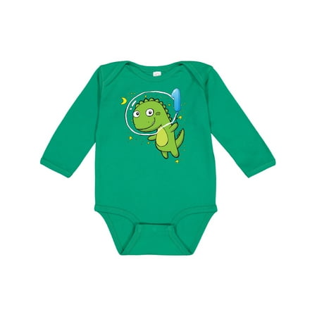 

Inktastic Dinosaur Astronaut 1st Gift Baby Boy or Baby Girl Long Sleeve Bodysuit