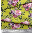 thumbnail image 2 of Soimoi Yellow polyester Crepe Fabric Ranunculus & Penoy Floral Print Fabric by the Yard 42 Inch Wide, 2 of 3