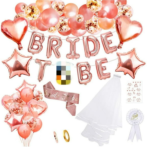YANSION Bridal Shower Party Decoration,Bride to Be Party Decoration Ballon Decorations Bride to Be Sash Bride to Be Banner Badge Tattoos for Bridal Shower Hen Night Party Decoration