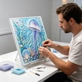 thumbnail image 2 of Clearance Gunhay Ocean Theme Pearl Art DIY Kit DIY Pearl Painting Kit, Ocean Diamond Art for Adults & Beginners, Sparkling Coastal Wall Decor for Ocean Lovers （Jellyfish）, 2 of 7