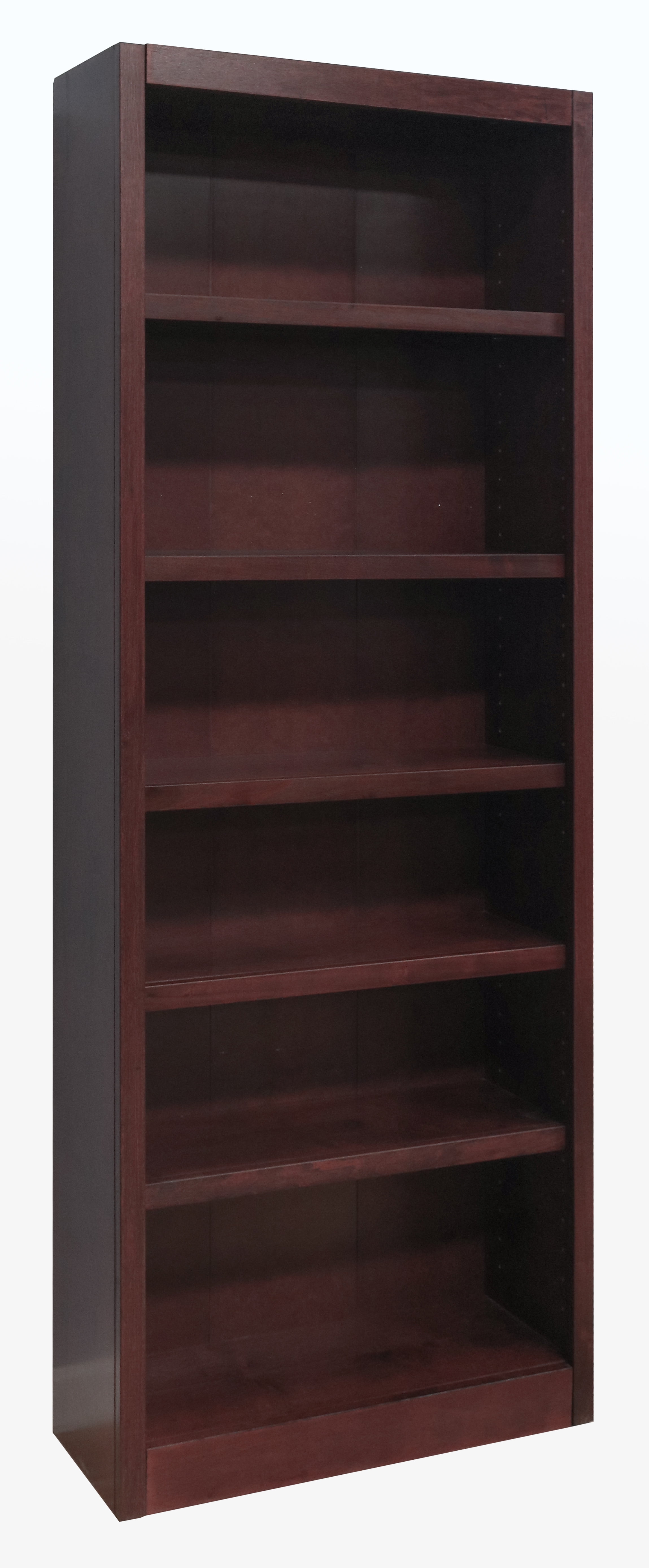 Concepts in Wood 6 Shelf Wood Bookcase, 84 inch Tall - Cherry Finish