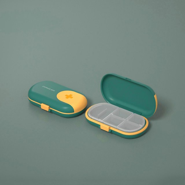 Pastillero portátil diario con compartimento de viaje, caja sellada para medicamentos