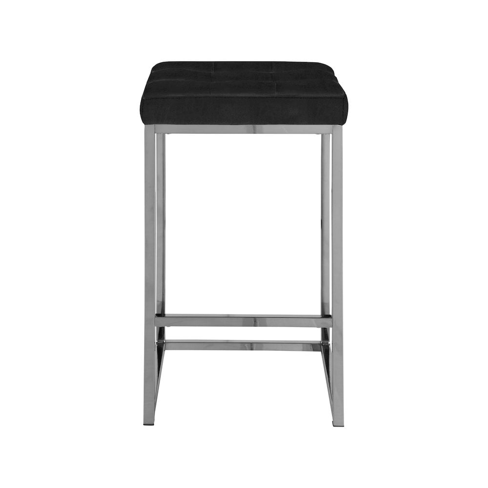 Meridian Furniture Nicola 26.5"H Velvet Counter Stool in Black (Set of 2)