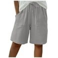 thumbnail image 6 of Xudanell Shorts For Women Knee Length Cotton Linen Wide Leg High Waisted Beach Summer Pants Casual Vacation Short Pant(Grey,XXXL), 6 of 7