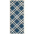 thumbnail image 2 of Safavieh Cambridge Collection CAM142G Handmade Moroccan Geometric Navy Blue and Ivory Premium Wool Round Area Rug (6' Diameter), 2 of 10