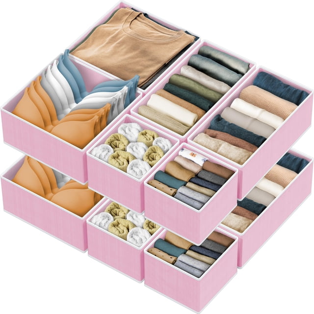 Organizador de cajones simple para el hogar plegable, juego de 12 unidades, color rosa